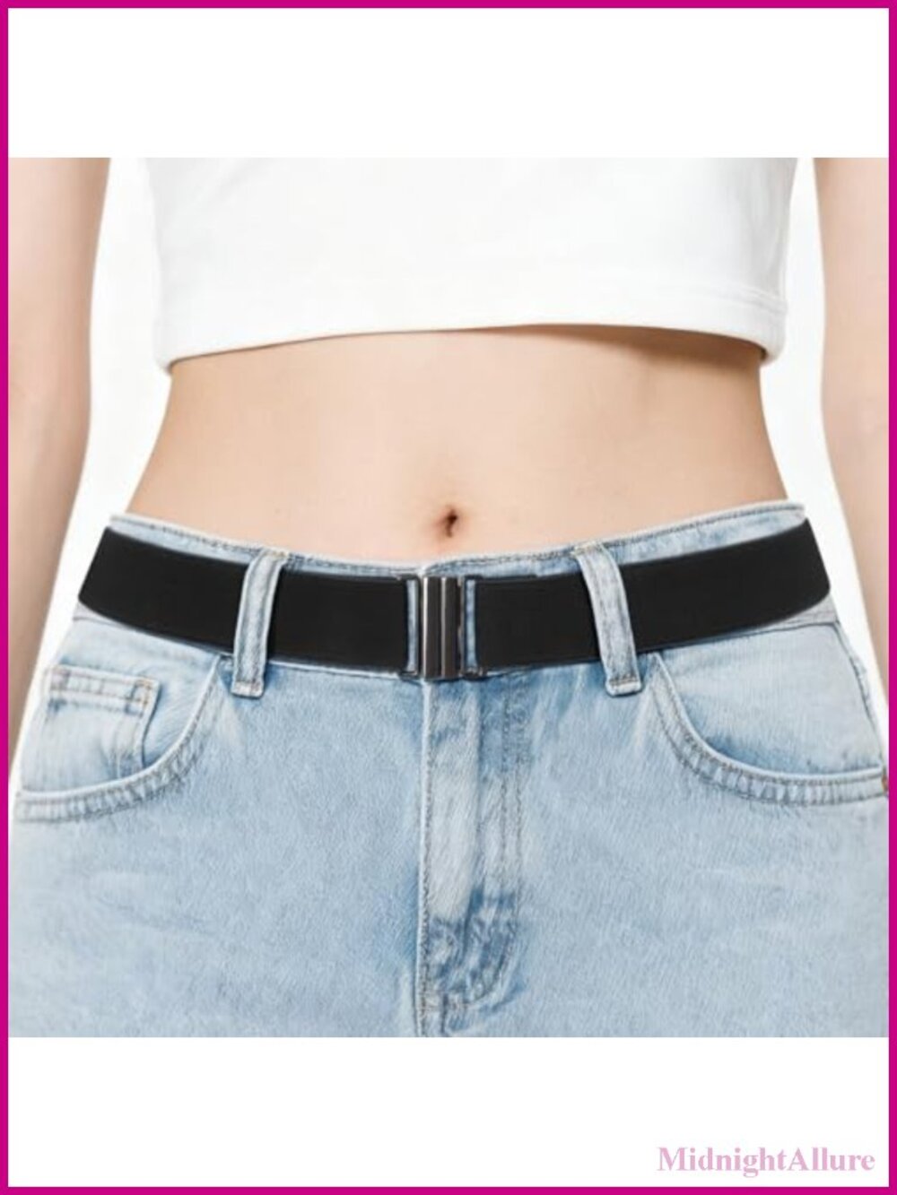 No Show Invisible Elastic Stretch Belt Adjustable Flat Buckle for Jeans Pants
